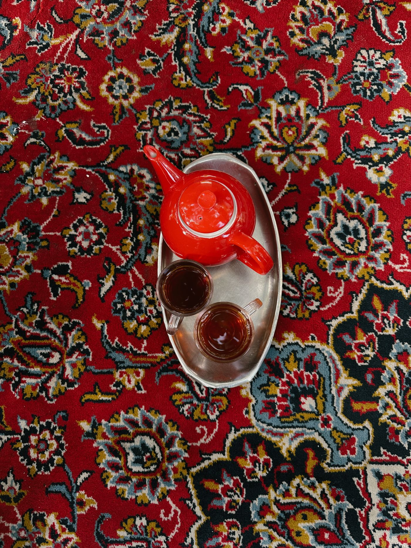 Persian tea set on a carpet