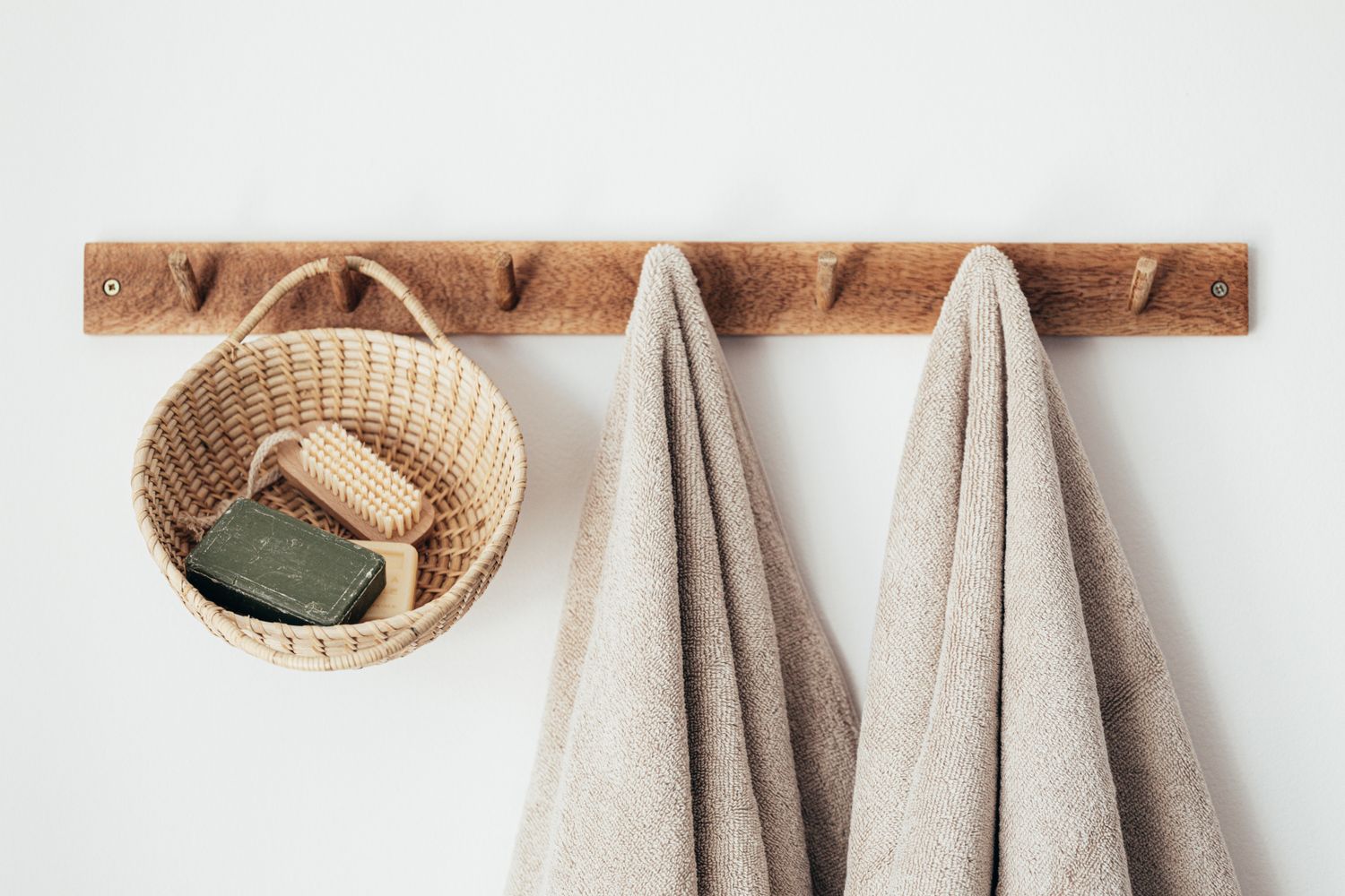 Rolled white spa towels