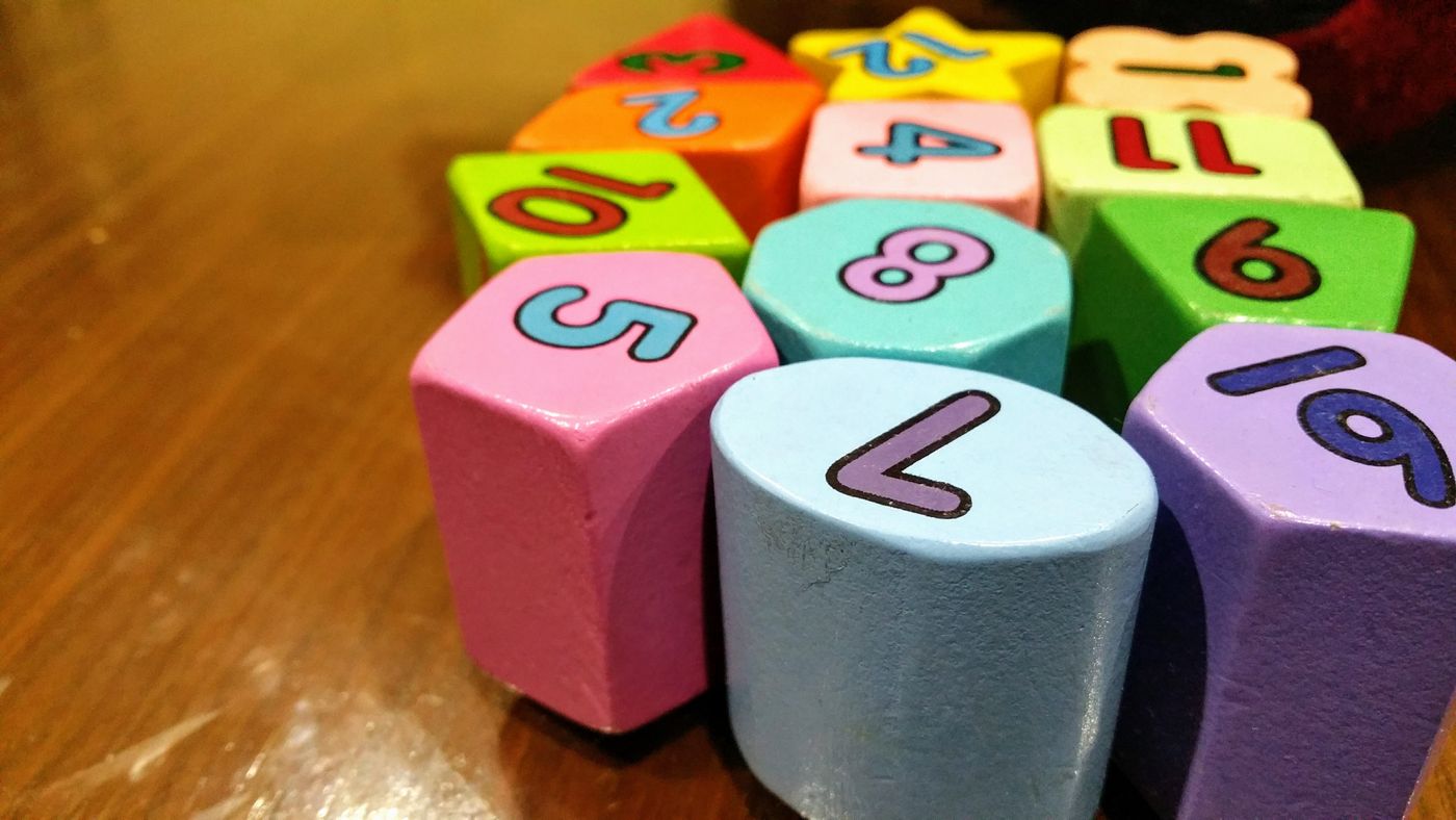 Colourful wooden number blocks
