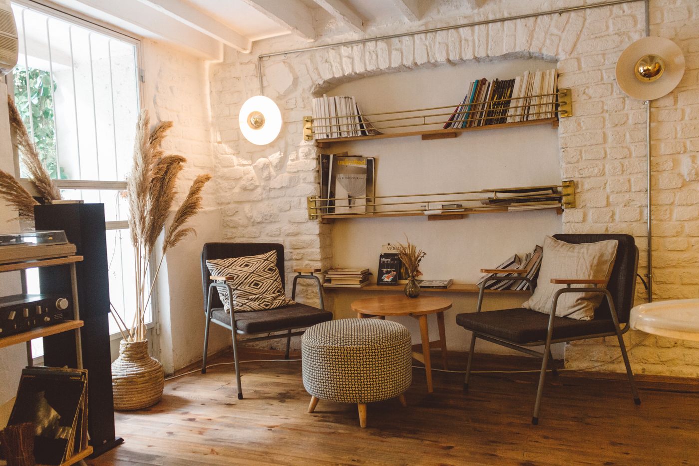 A cosy nook stacked with books