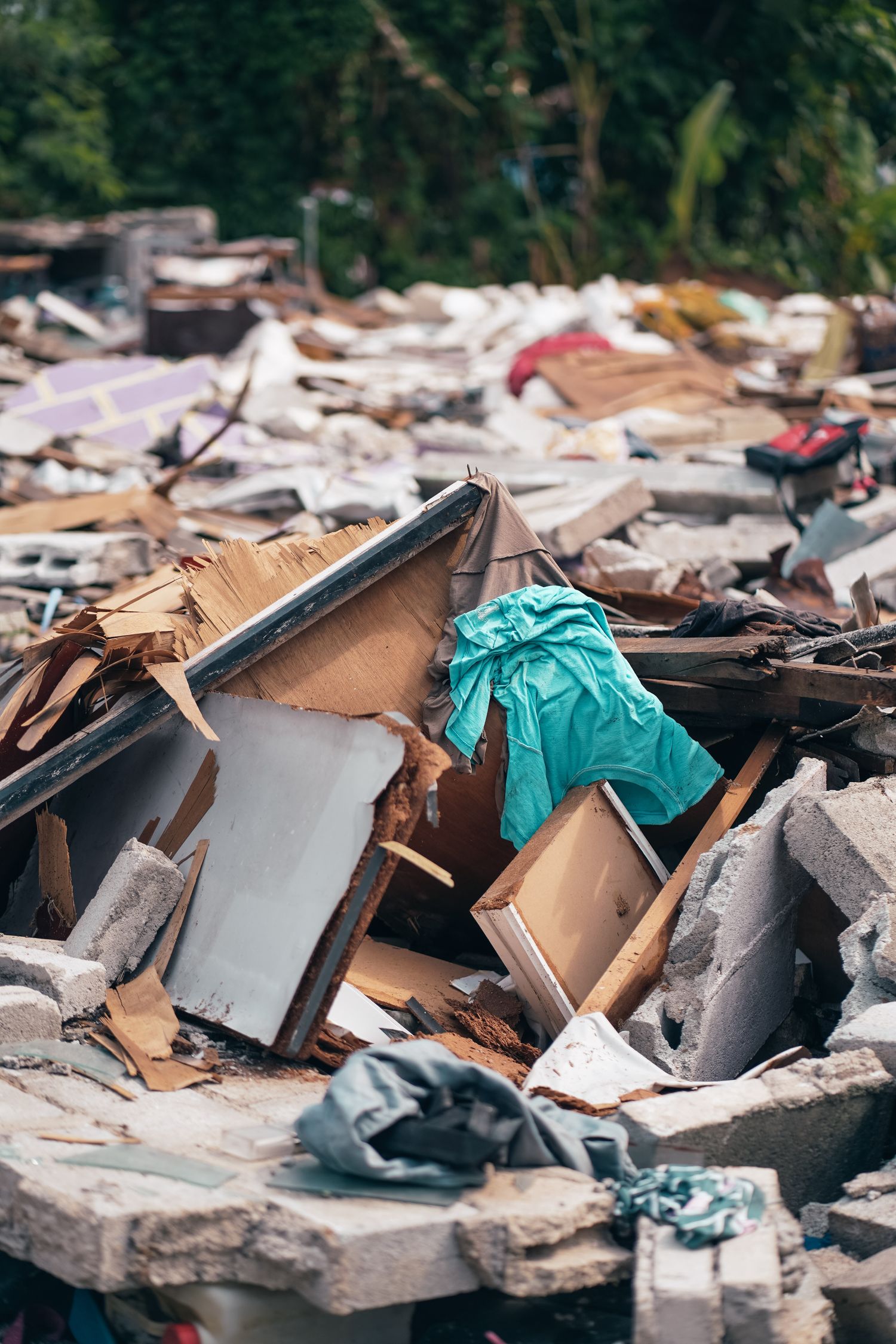 Construction debris loaded for haul-away