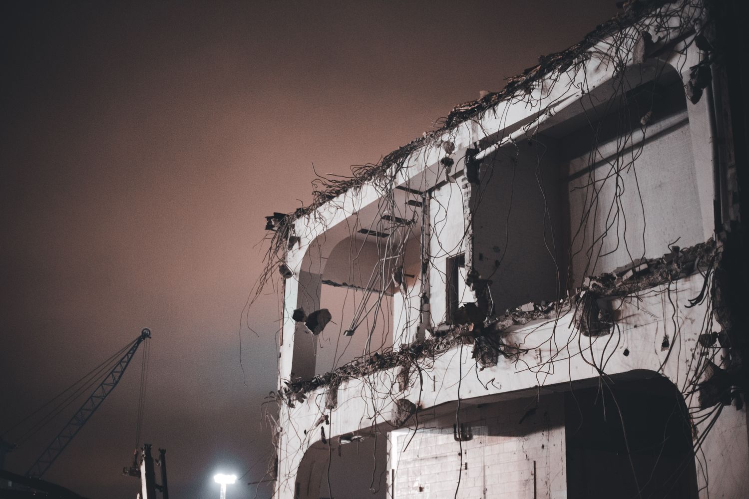 A building stripped back during demolition