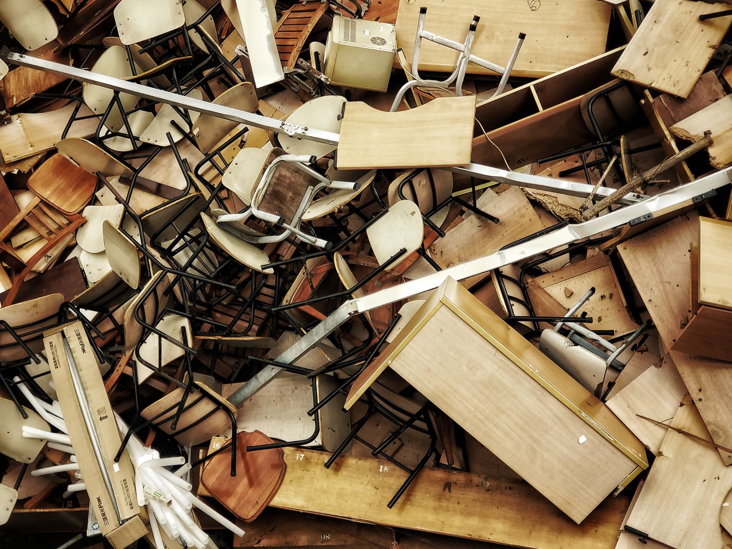 Pile of old furniture and junk