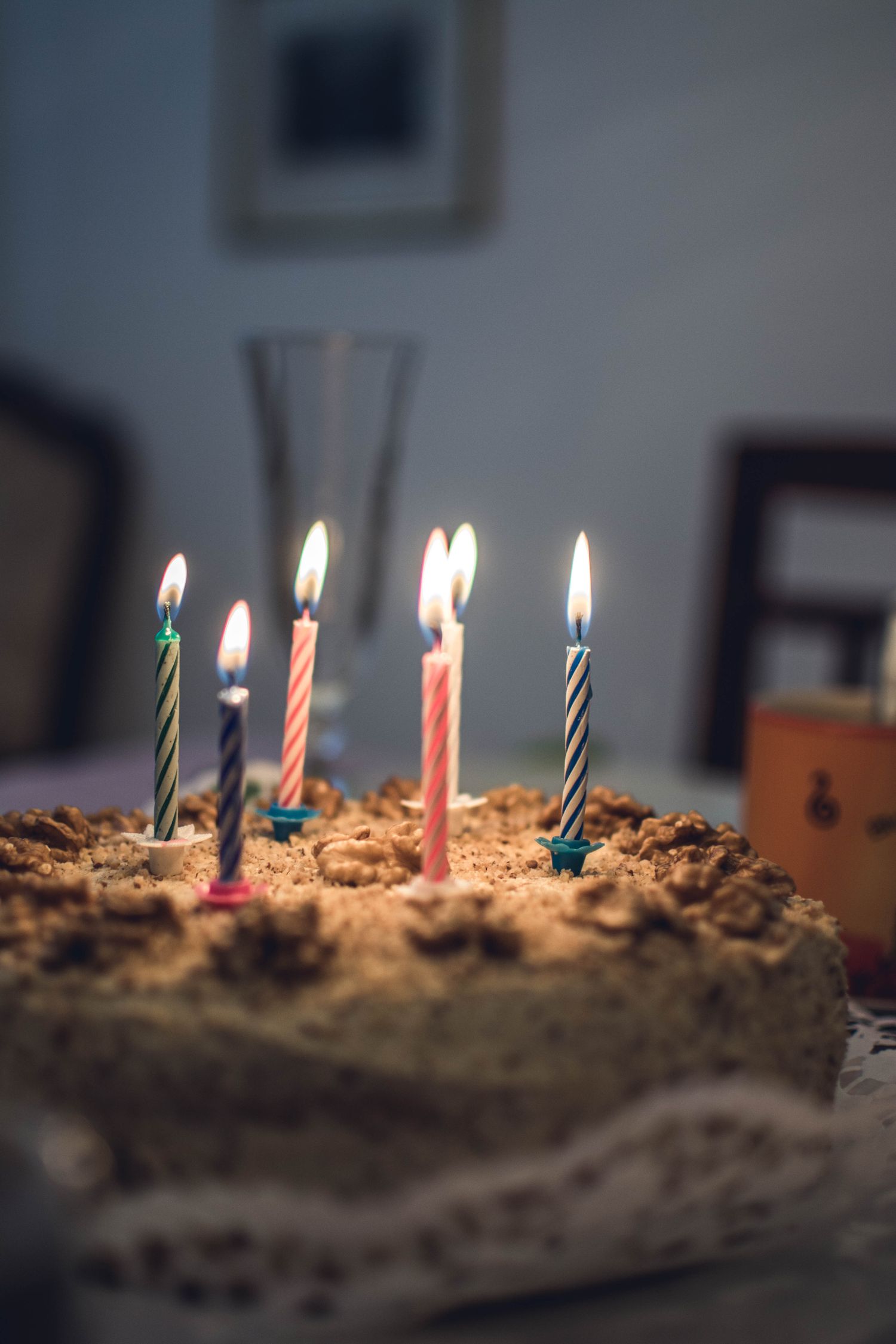 Candles glowing on the gift counter