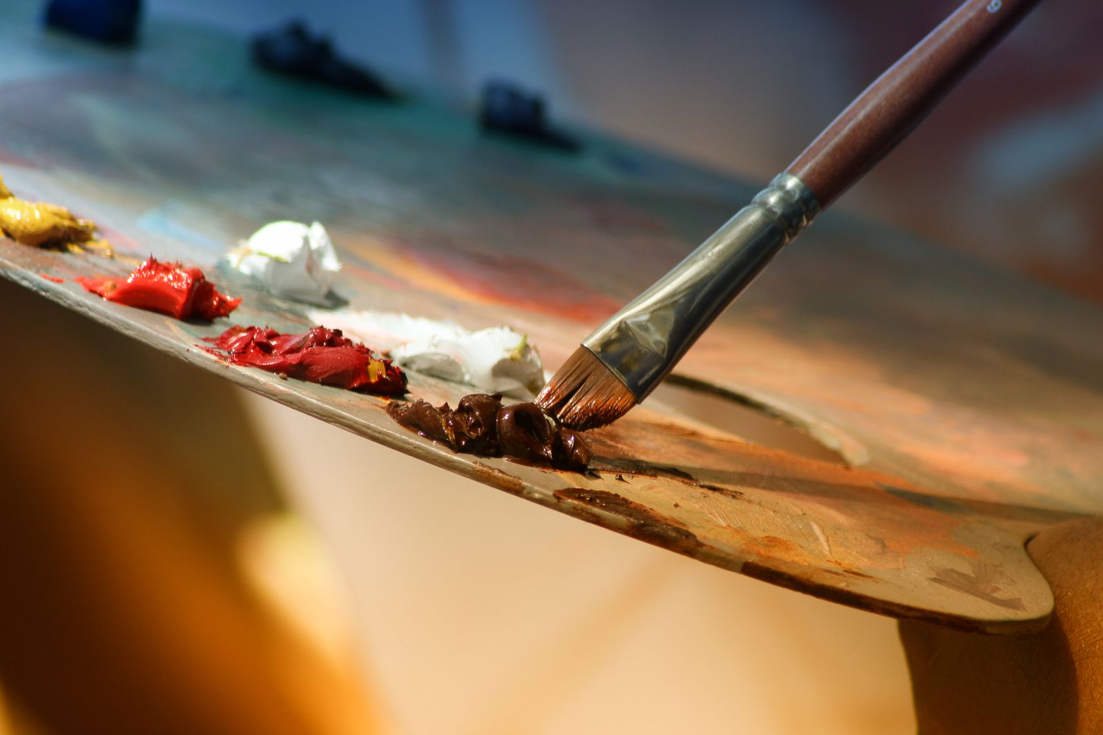 Close-up of a paint brush and tools