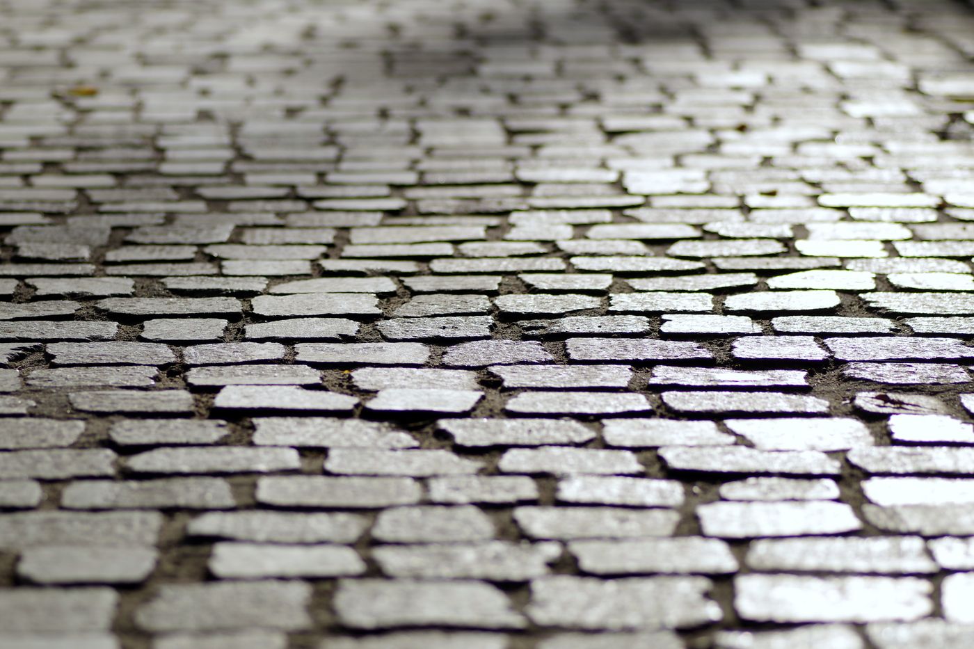 Clean wet cobblestone surface