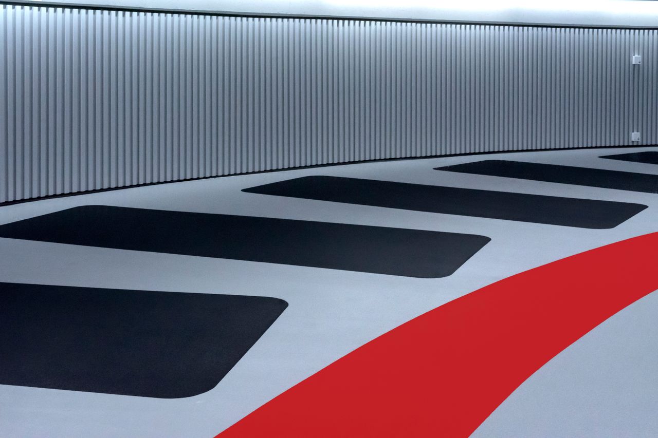 Showroom floor with line markings