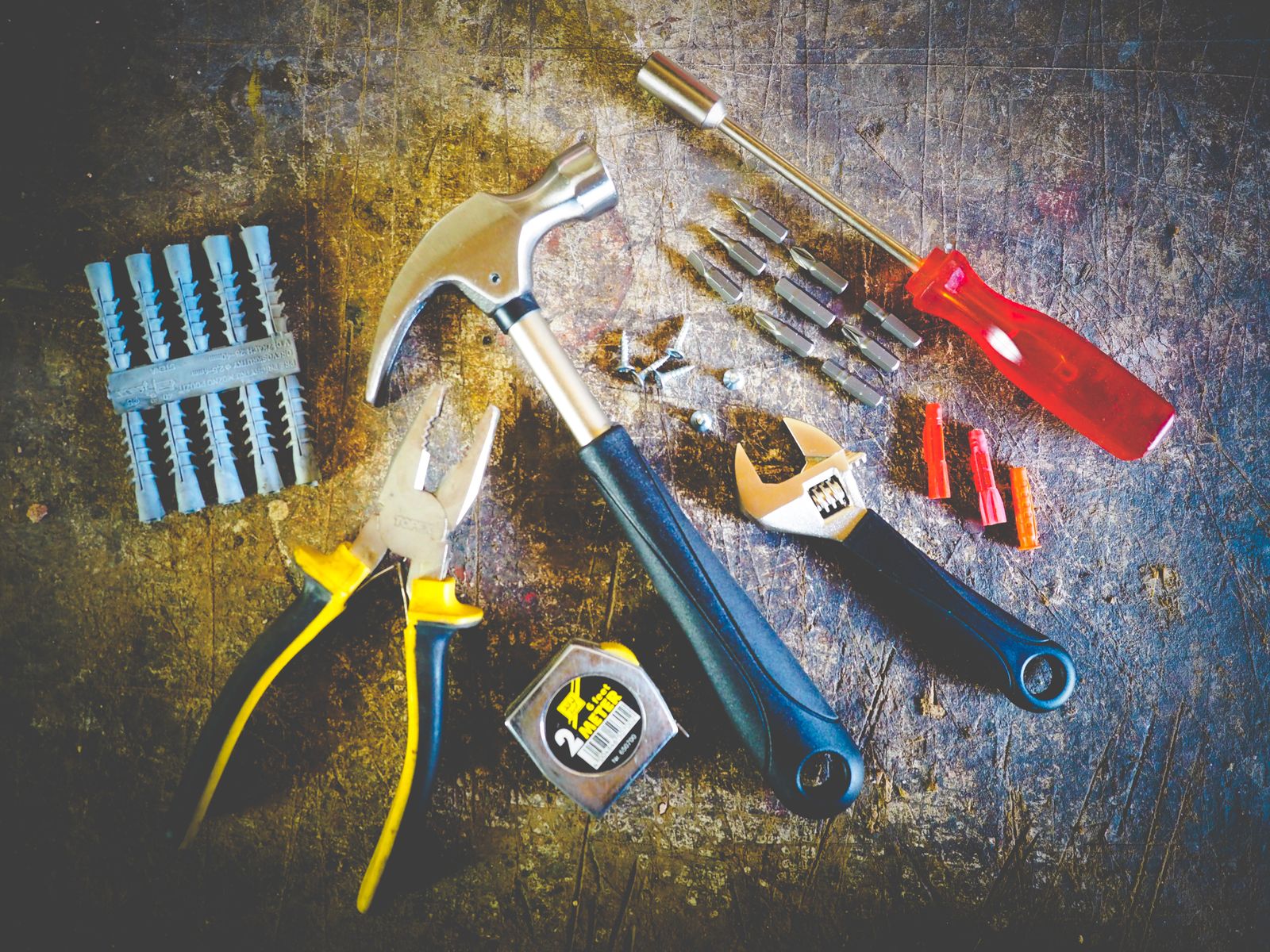 Locksmith hand tools laid out for a job