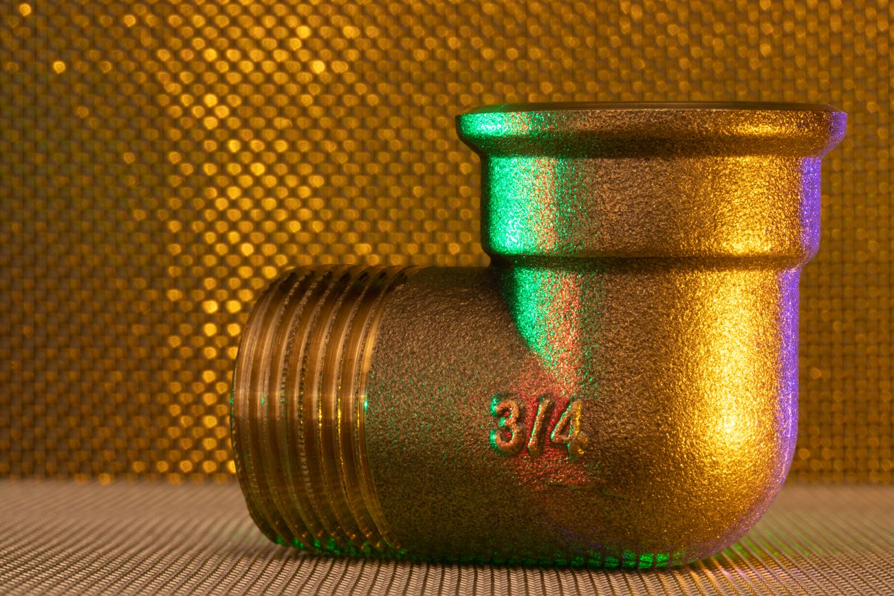 Brass pipe fitting close-up